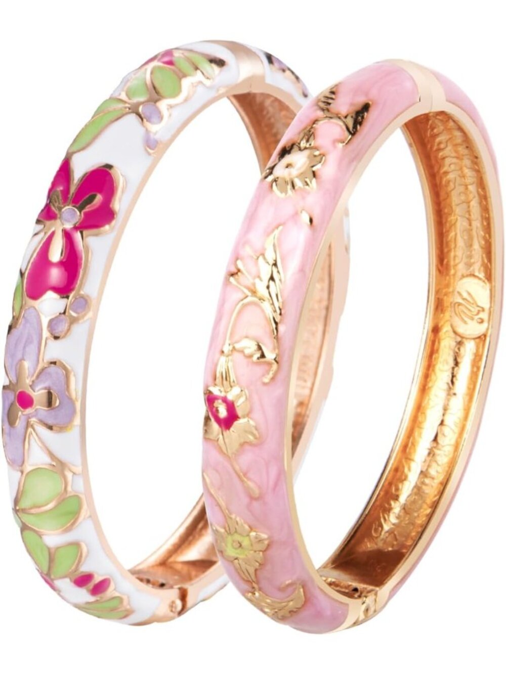 Elegant Enamel Cloisonne Cuff Bracelet - Bamboo Flower Design, Perfect Gift
